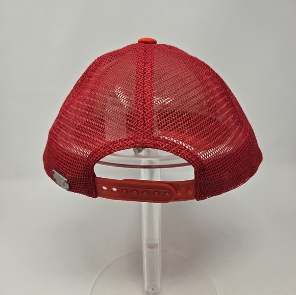 THE NORTH FACE RED MESH SNAPBACK TRUCKER HAT BASEBALL CAP OUTDOOR WOMEN OS TREES - Picture 5 of 11